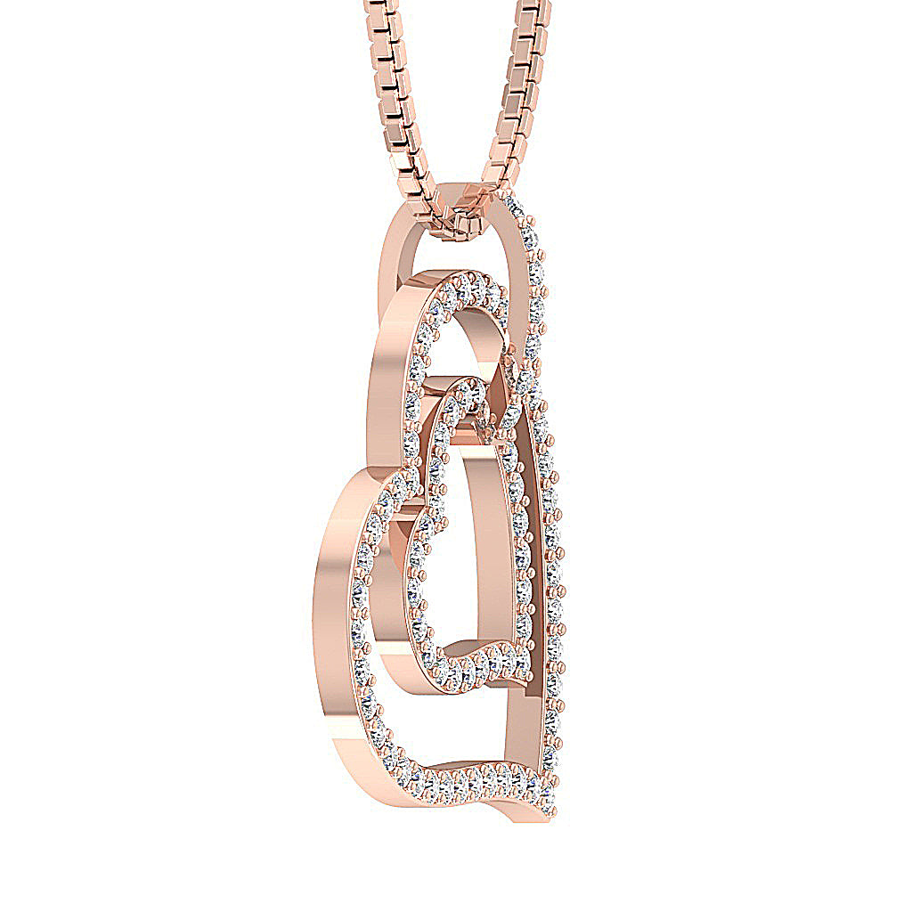 The Brantley Beautiful Double Heart Diamond Gold Pendant