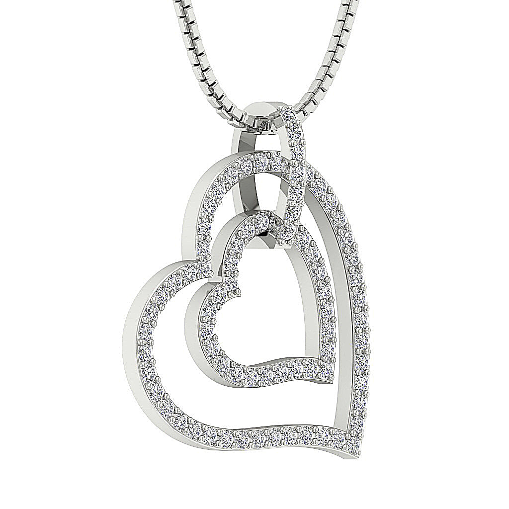 The Brantley Beautiful Double Heart Diamond Gold Pendant