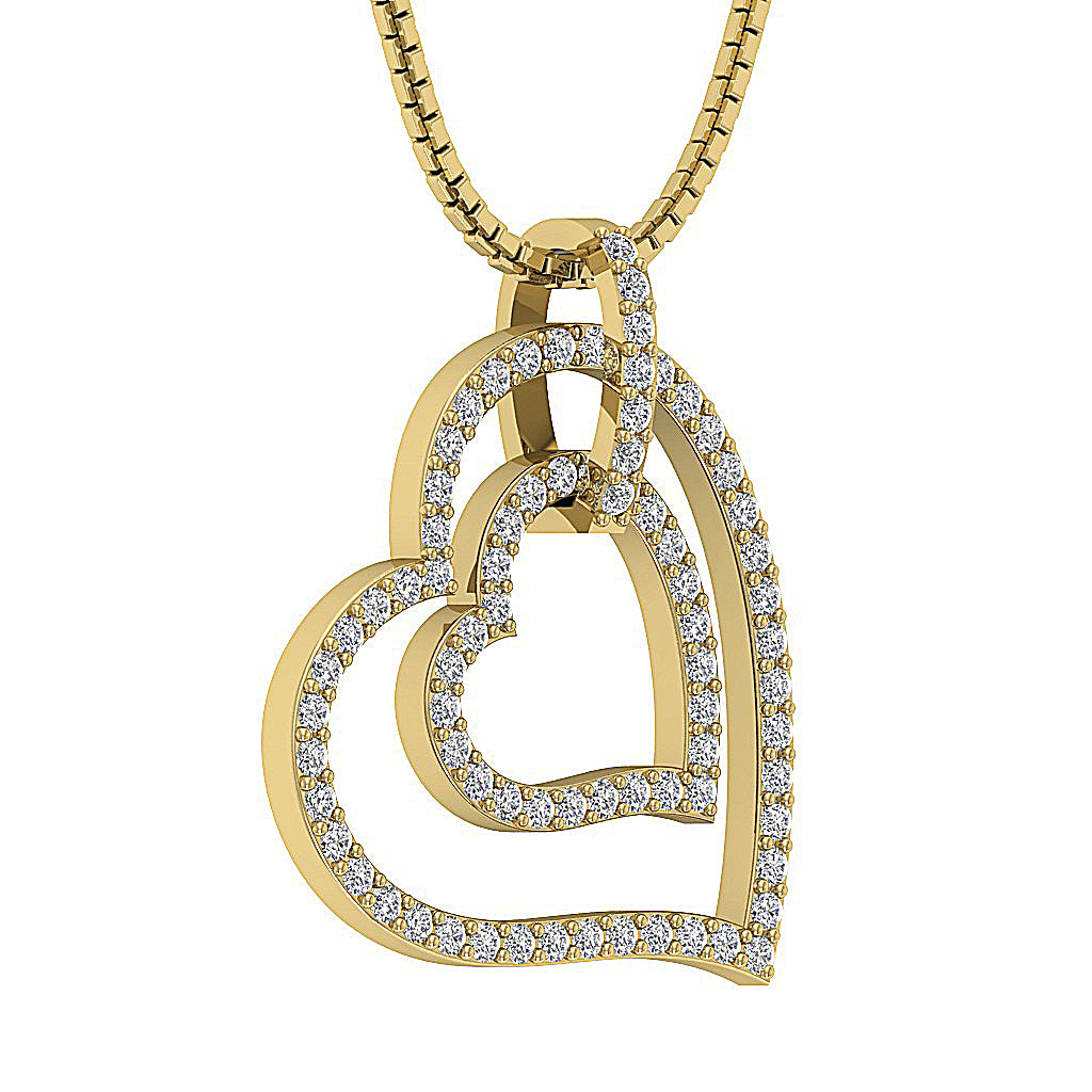 The Brantley Beautiful Double Heart Diamond Gold Pendant