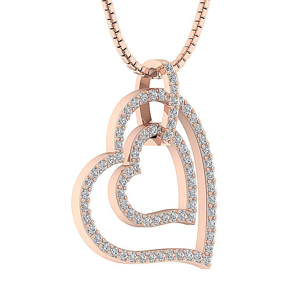 The Brantley Beautiful Double Heart Diamond Gold Pendant