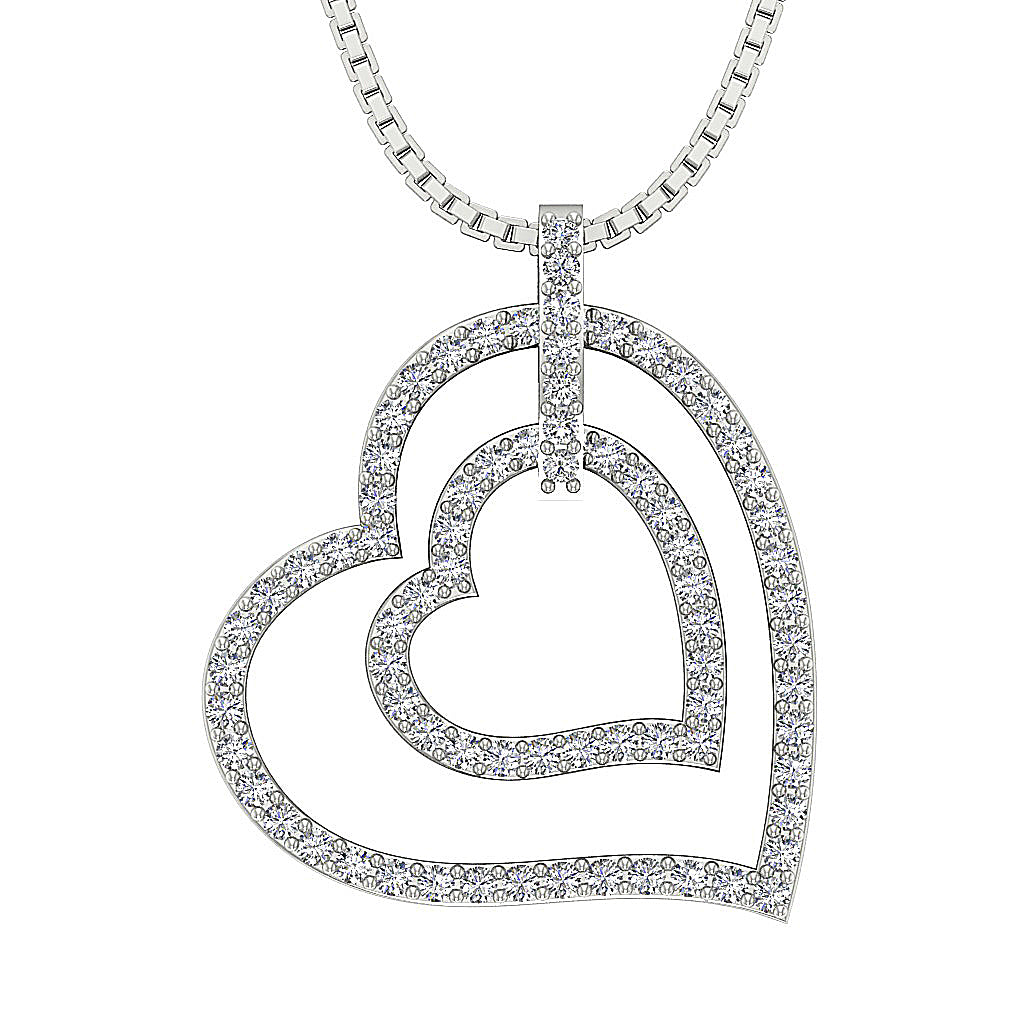 The Brantley Beautiful Double Heart Diamond Gold Pendant