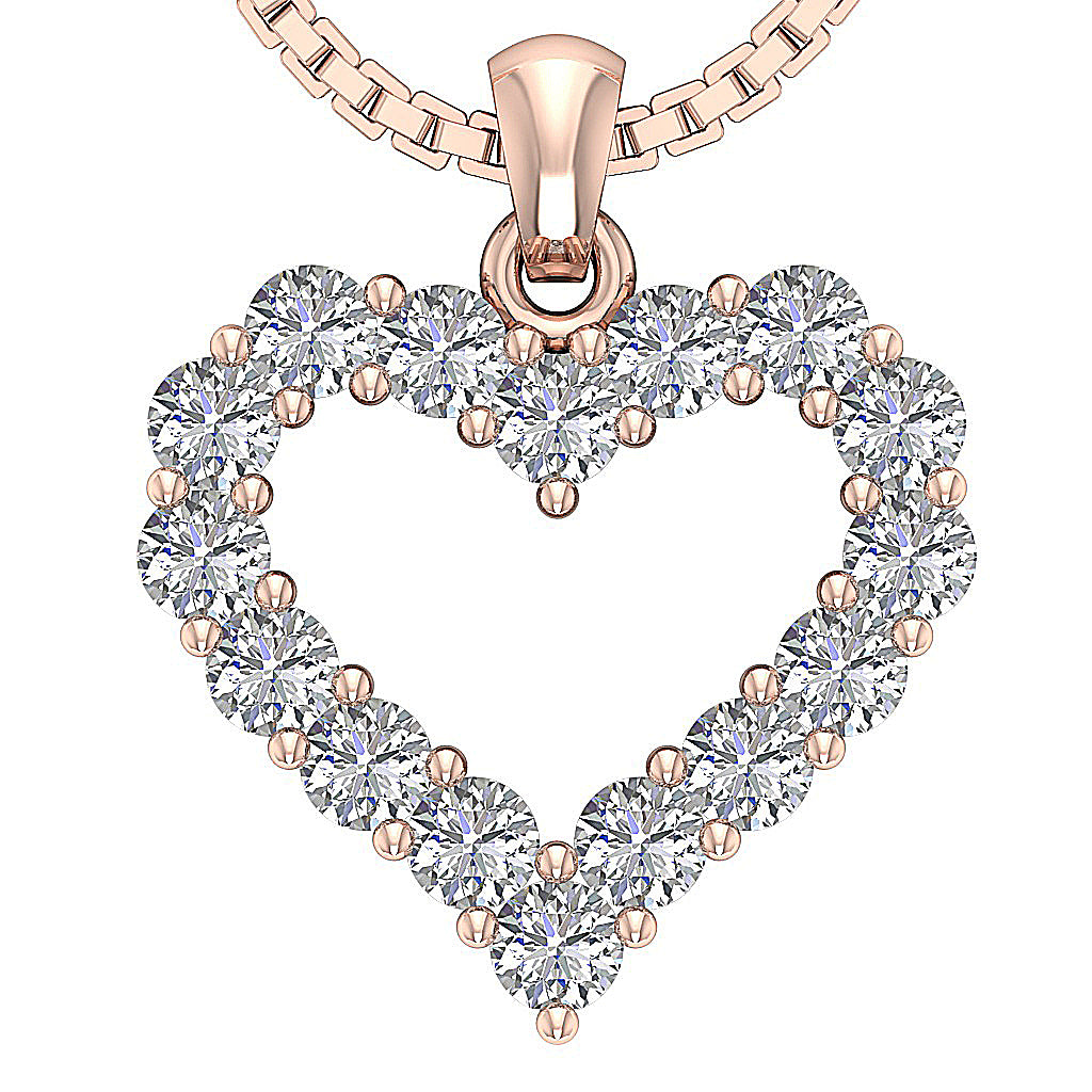 The Marco Beautiful Gold Heart Genuine Diamond Pendant