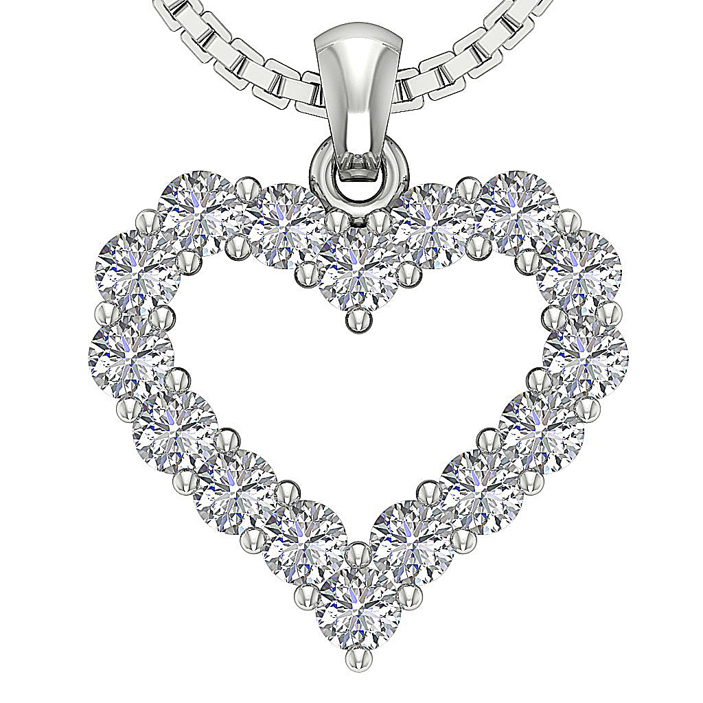 The Marco Beautiful 14K Yellow Gold Heart Pendant Genuine Diamond Prong Set 0.80 Inch