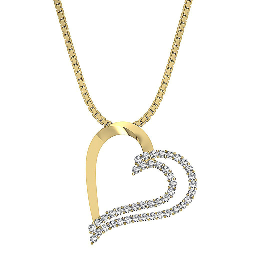The Desmond Unique Designe Heart Round Diamond Gold Pendant