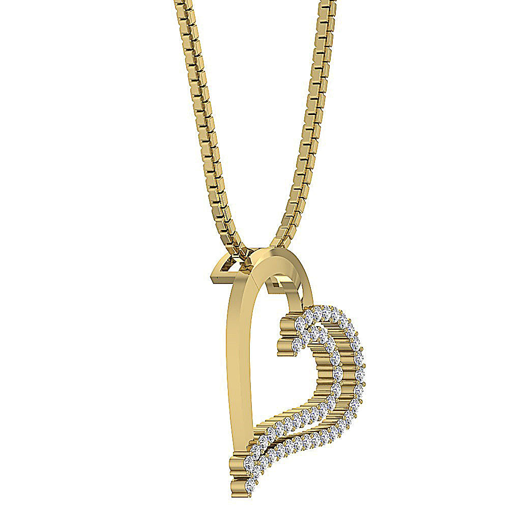 The Desmond Unique Designe Heart Round Diamond Gold Pendant