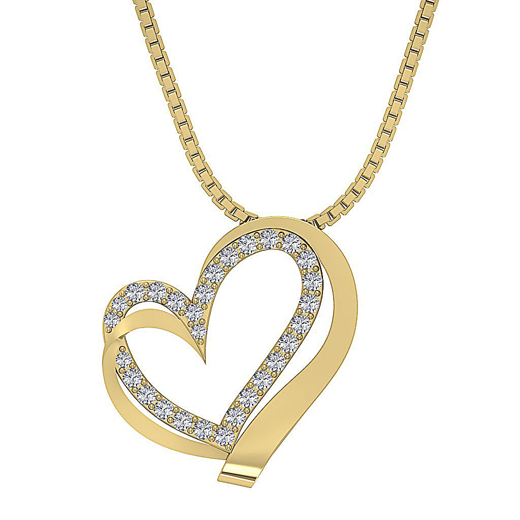 The Teagan Womens Heart Pendant Necklace in 14k Gold Over Diamond