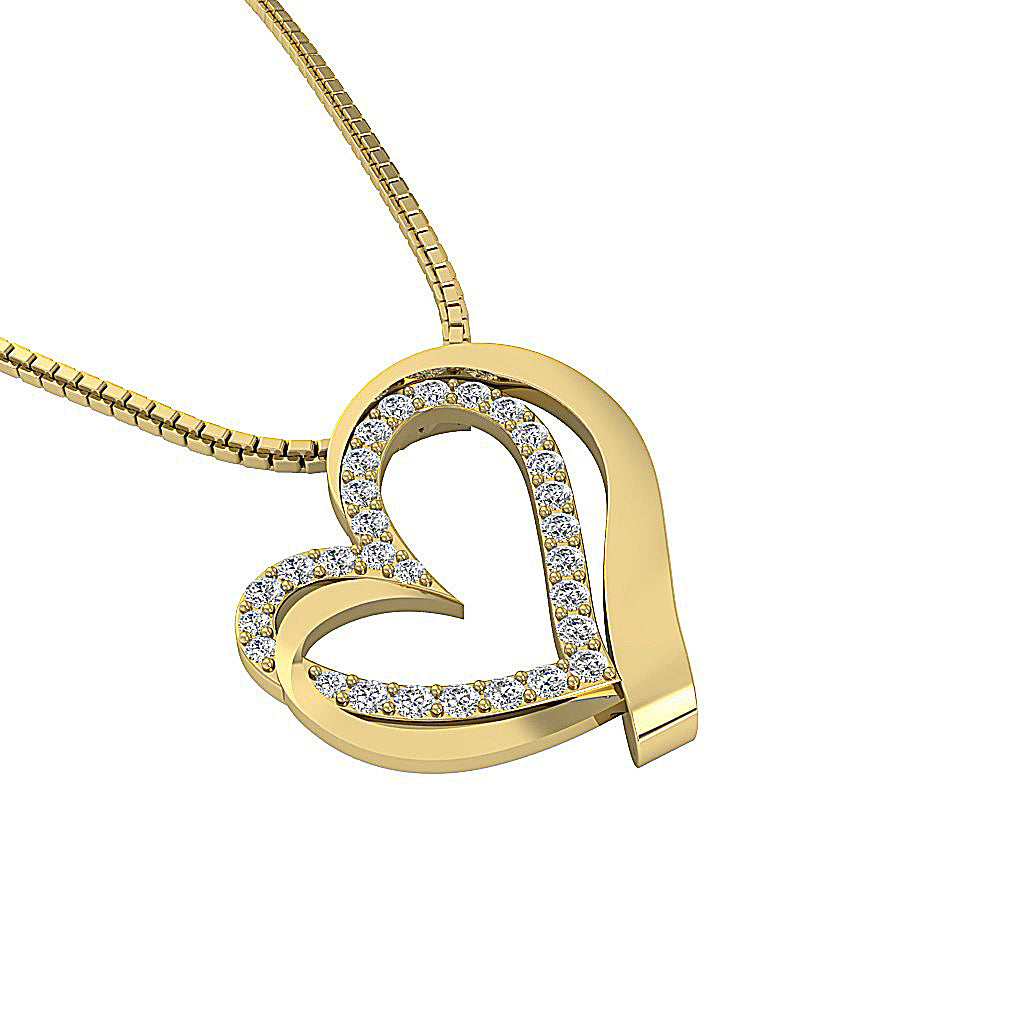 The Teagan Womens Heart Pendant Necklace in 14k Gold Over Diamond
