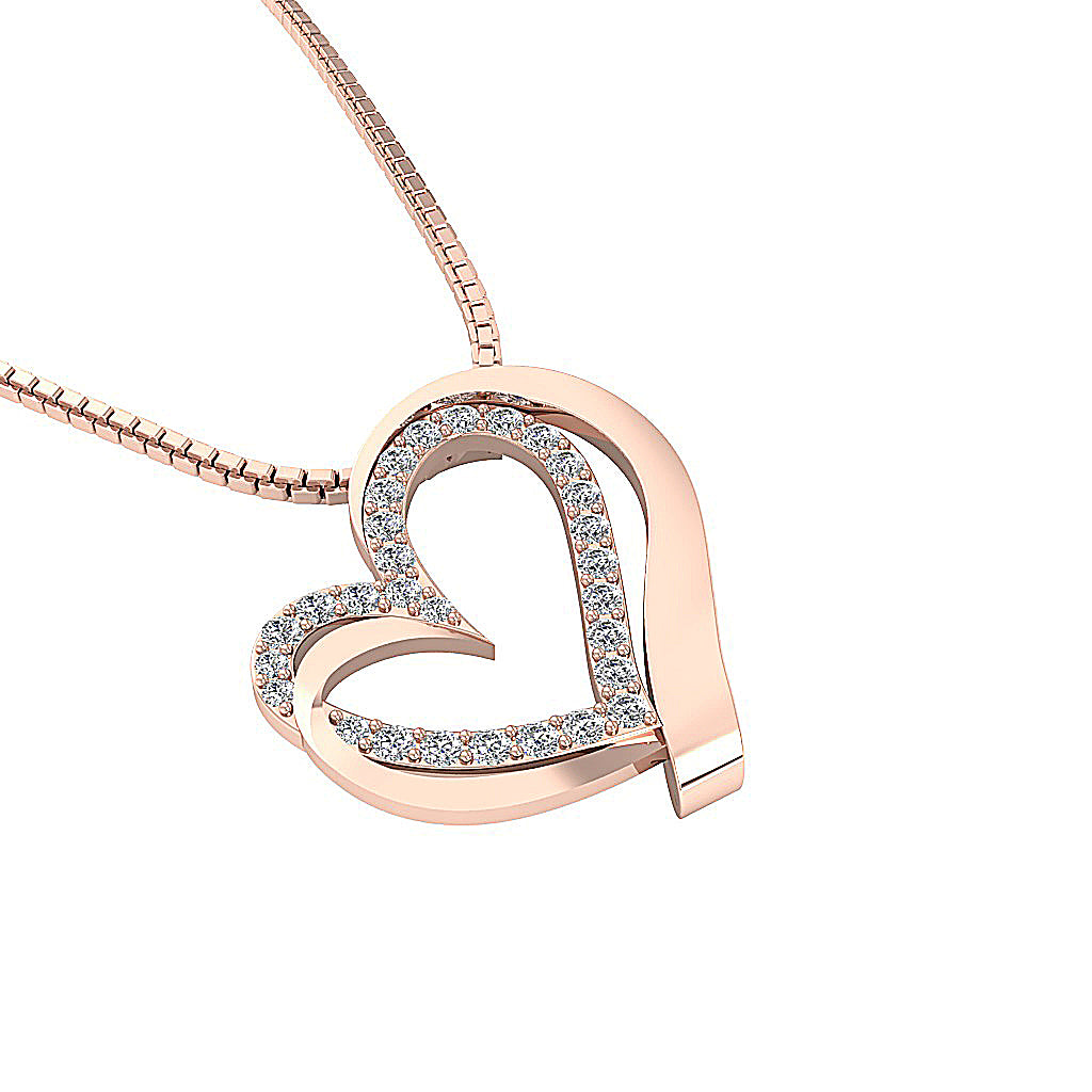 The Teagan Womens Heart Pendant Necklace in 14k Gold Over Diamond