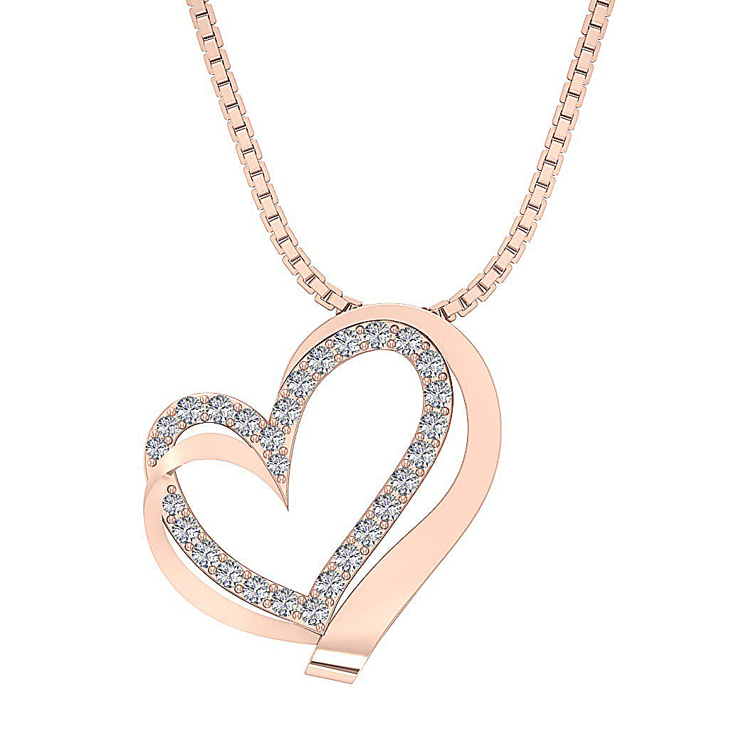 The Teagan Womens Heart Pendant Necklace in 14k Gold Over Diamond