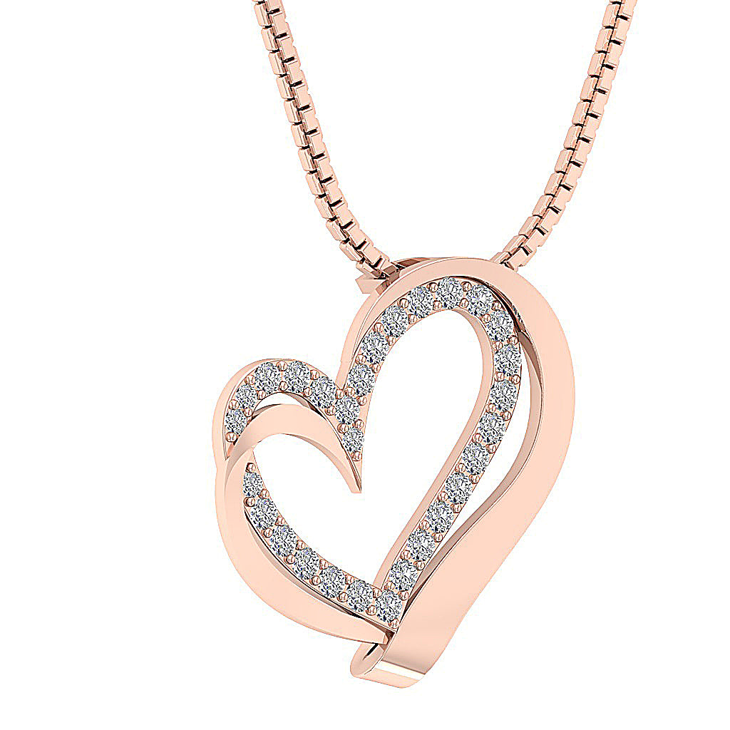 The Teagan Womens Heart Pendant Necklace in 14k Gold Over Diamond