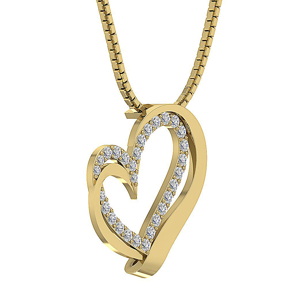 The Teagan Womens Heart Pendant Necklace in 14k Gold Over Diamond