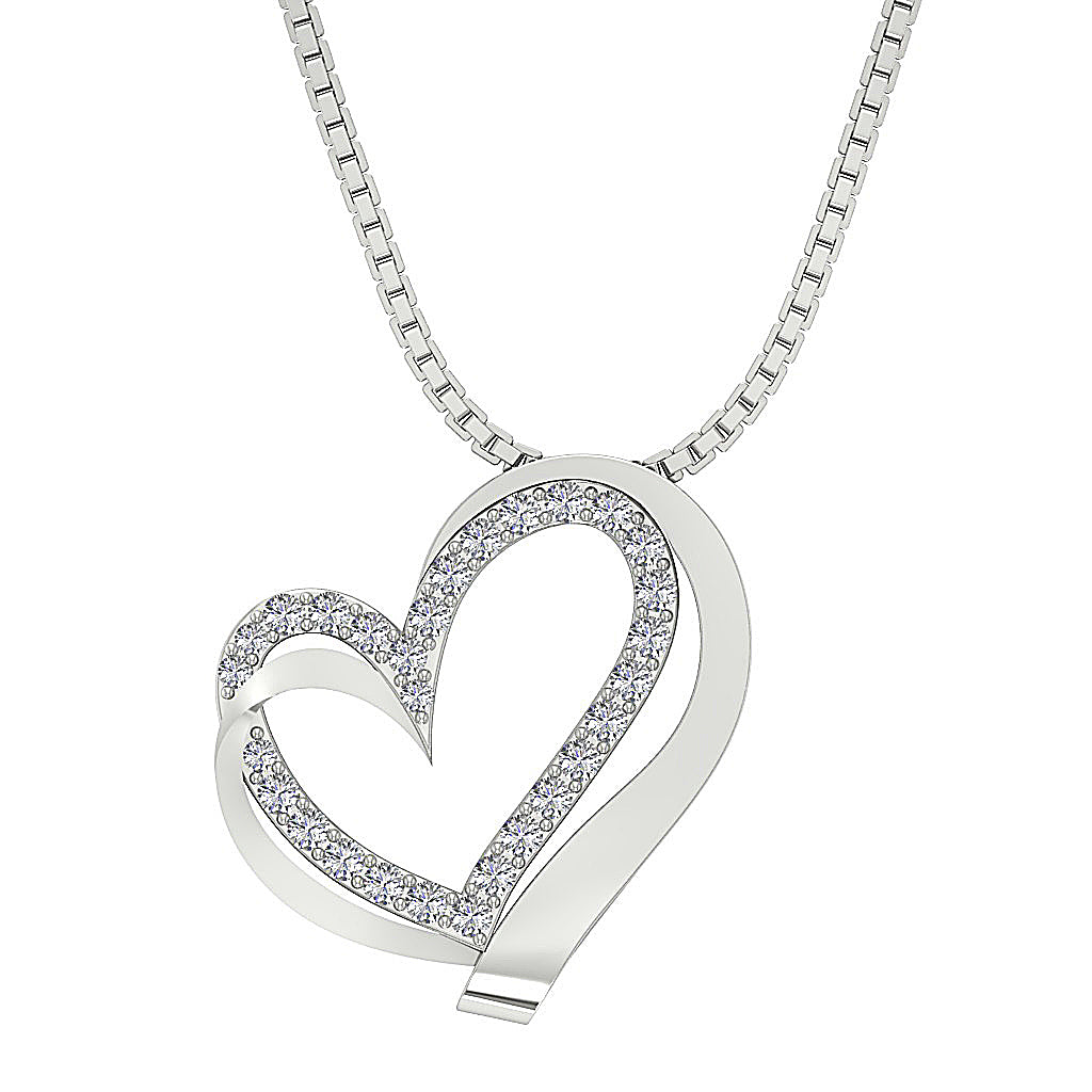 The Teagan Womens Heart Pendant Necklace in 14k Gold Over Diamond