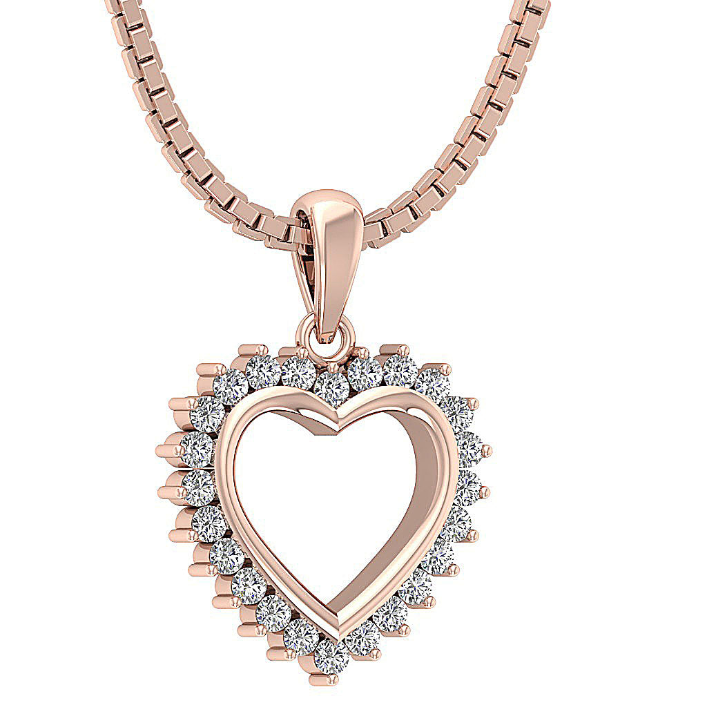 The Daxton 14K Gold Diamond Pendant Necklaces With Heart