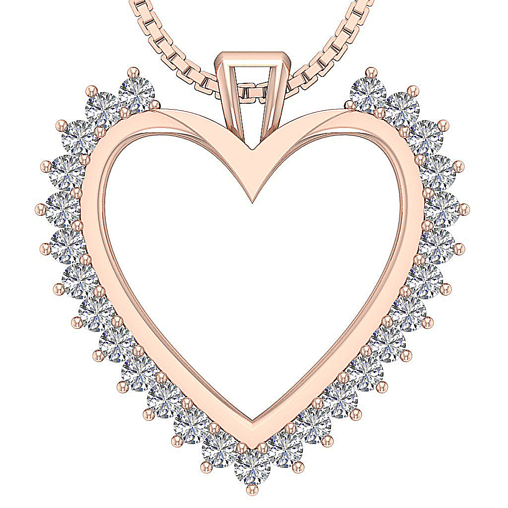 The Callan Prong Set Love Of Heart Rose Gold Pendant With Chain Natural Diamond
