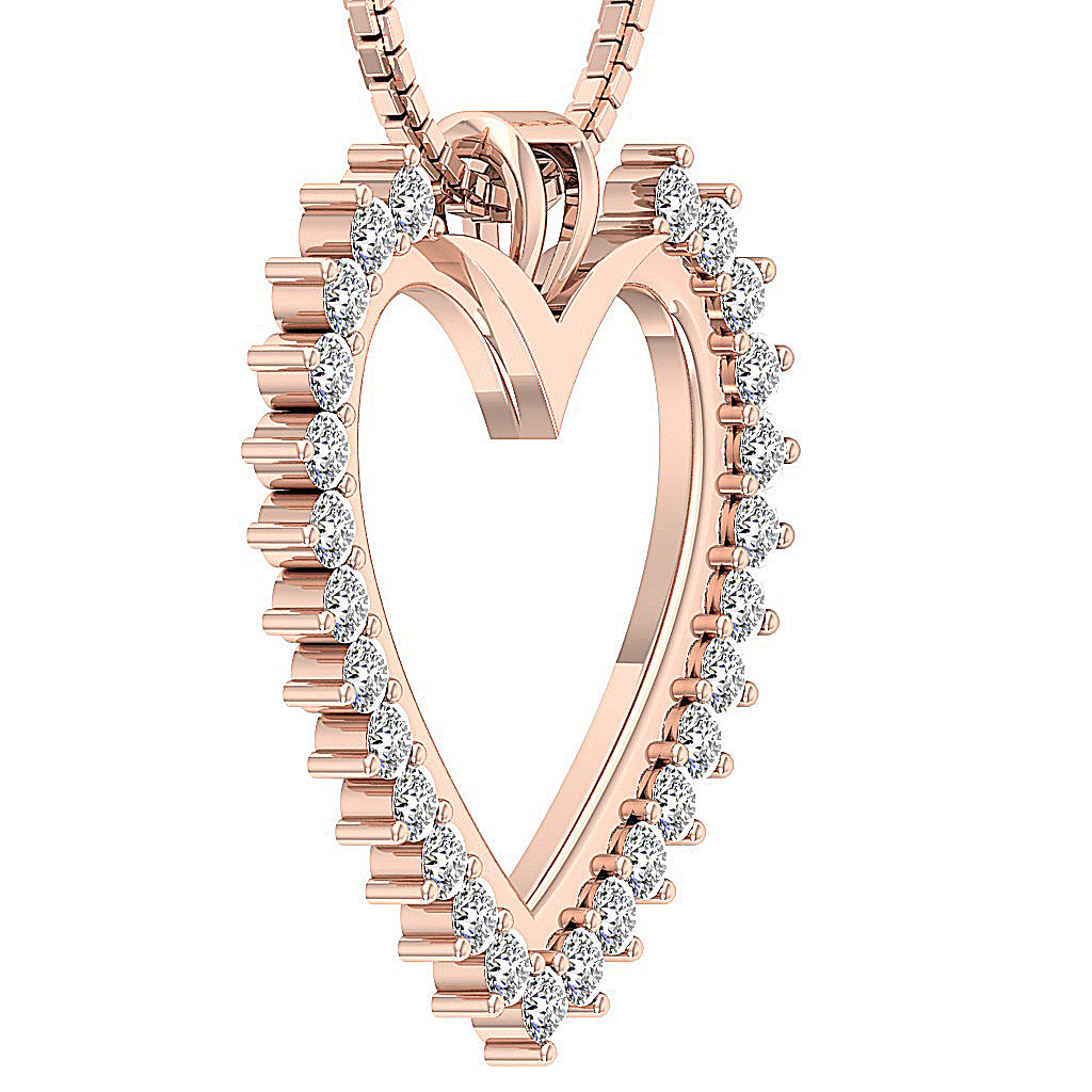 The Callan Prong Set Love Of Heart Gold Real Diamond Pendant