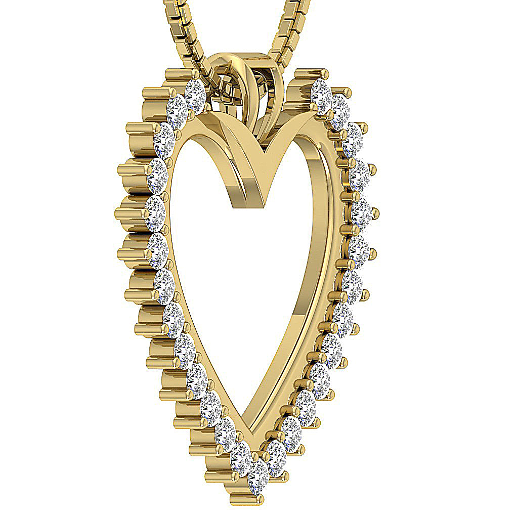 The Callan Prong Set Love Of Heart Gold Real Diamond Pendant