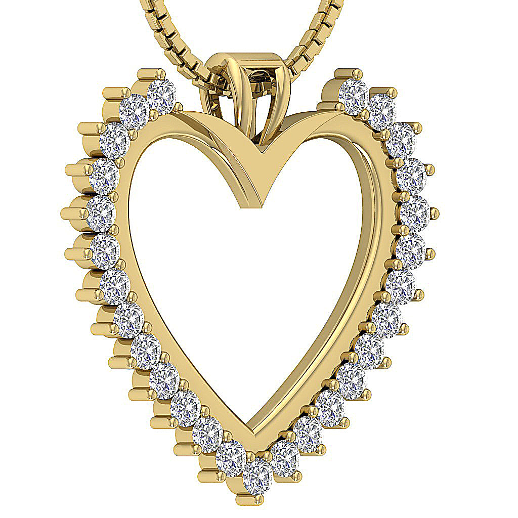 The Callan Prong Set Love Of Heart Gold Real Diamond Pendant