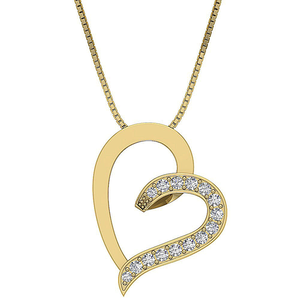 The Raiden White Gold Pave Set Round Cut Diamond Heart Pendant For Women