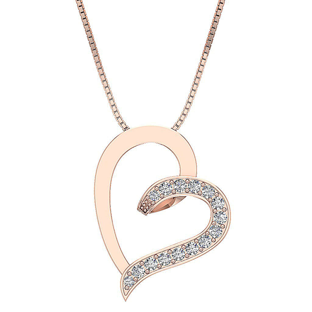 The Raiden White Gold Pave Set Round Cut Diamond Heart Pendant For Women