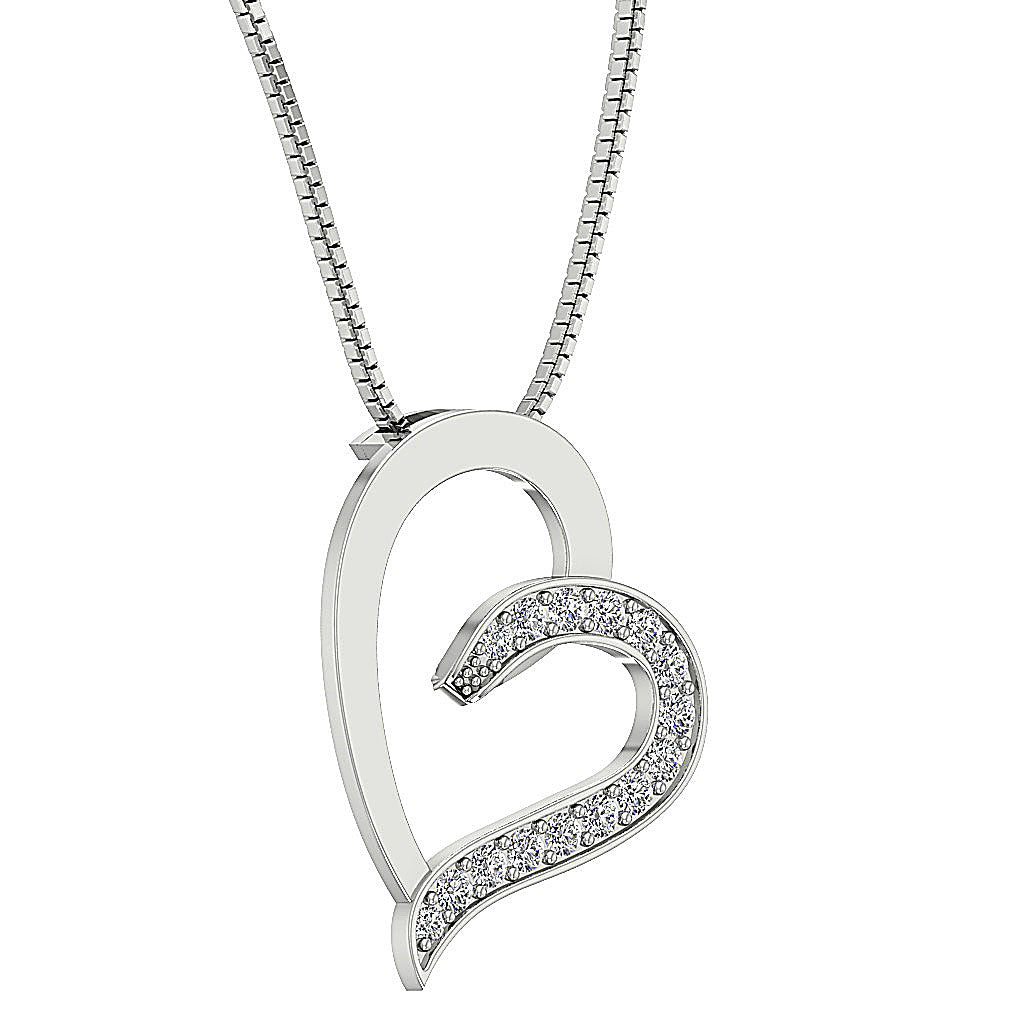 The Raiden White Gold Pave Set Round Cut Diamond Heart Pendant For Women