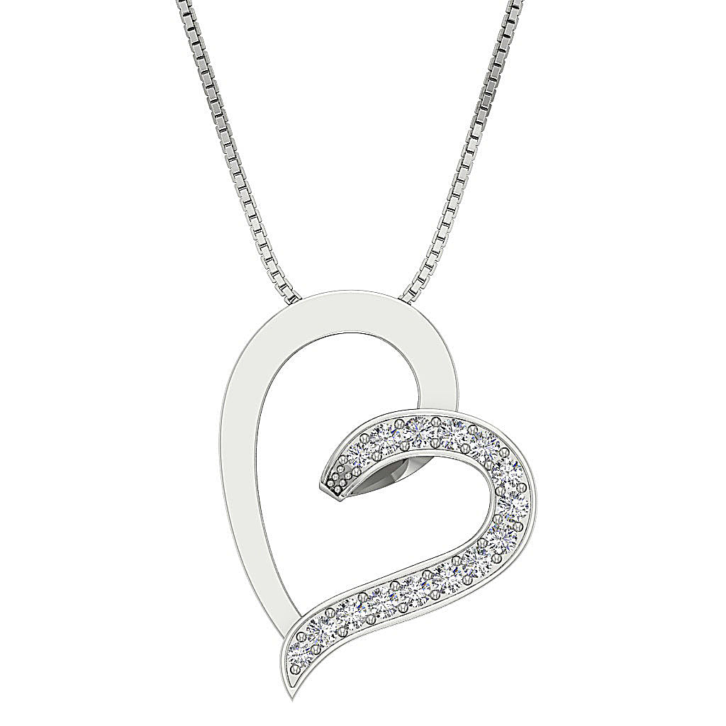 The Raiden White Gold Pave Set Round Cut Diamond Heart Pendant For Women