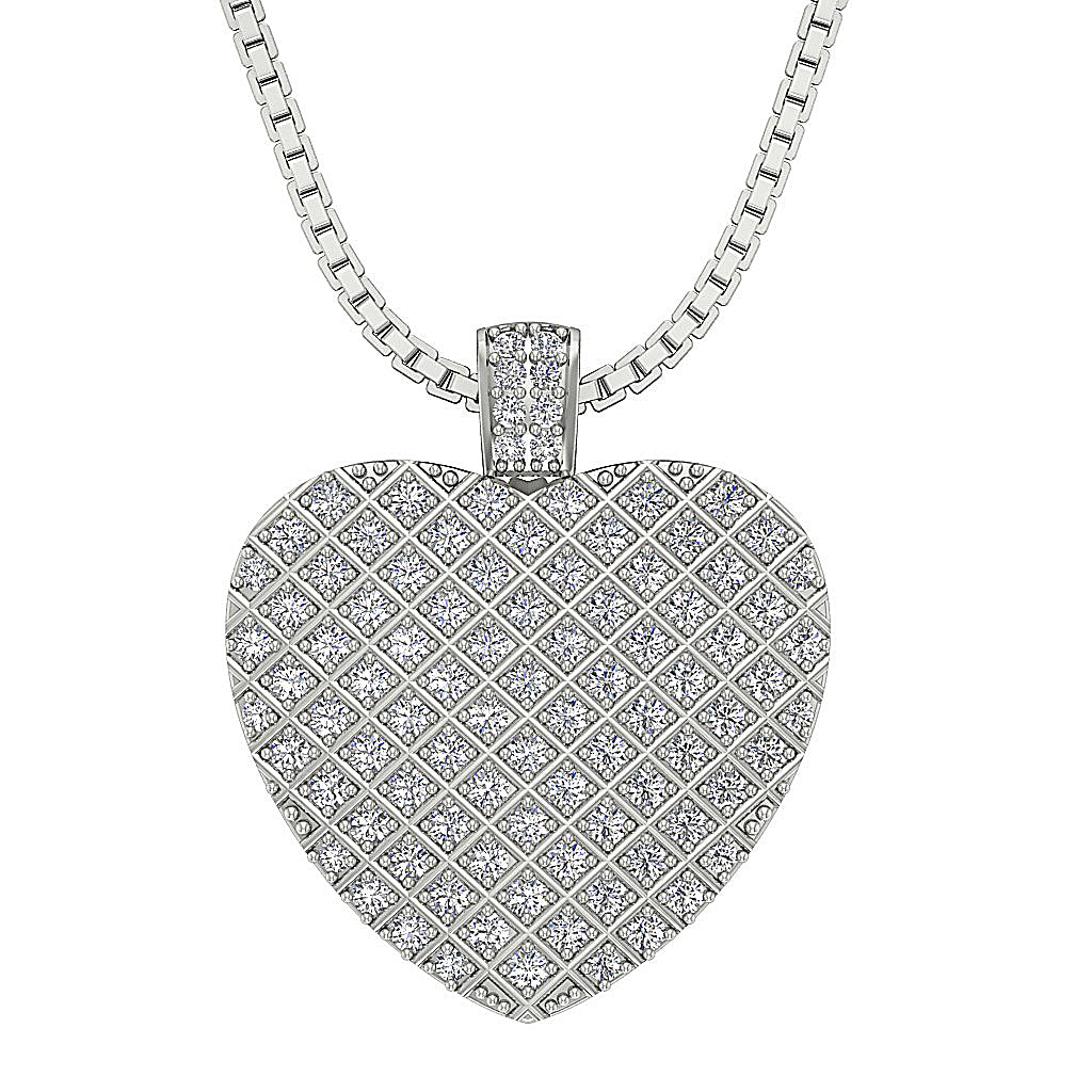 The Kane Pave Set Heart Pendant Natural Round Diamond 14K Solid Yellow Gold
