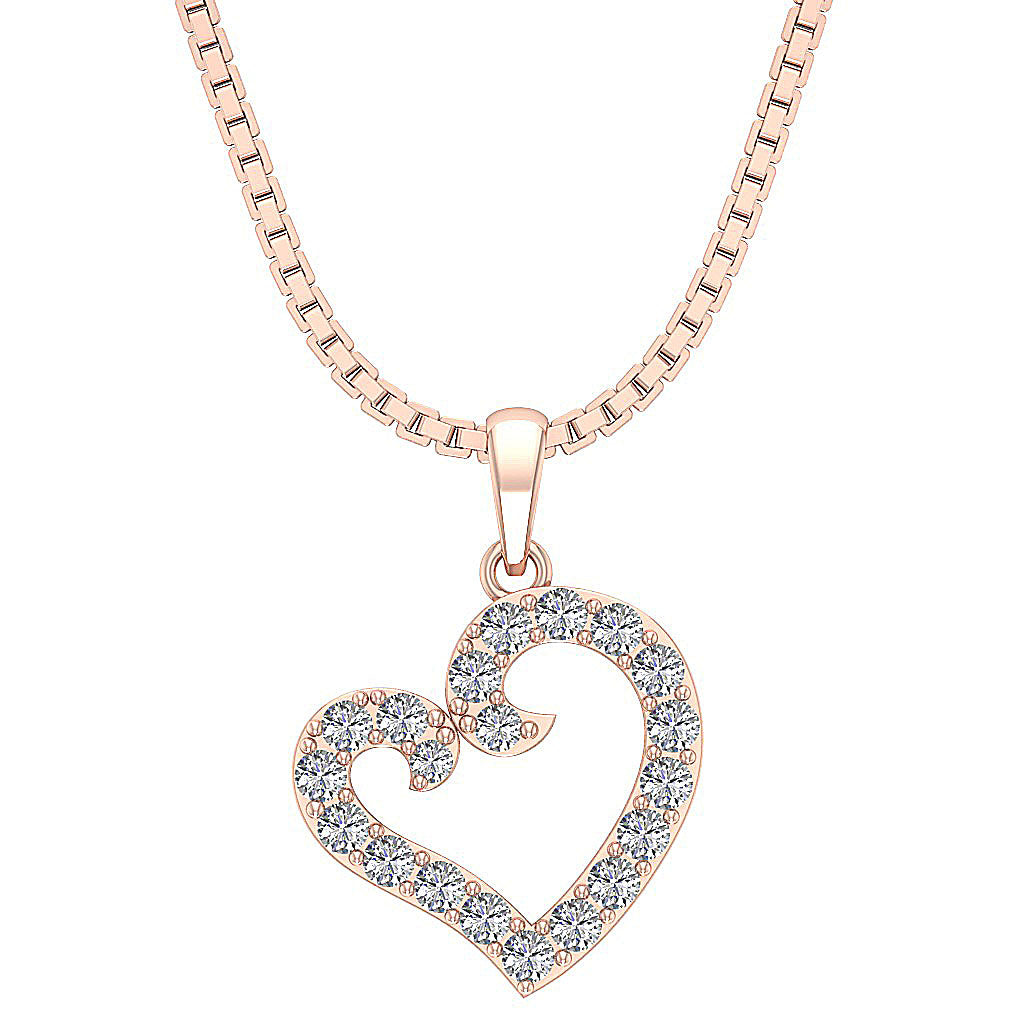 The Jaden Natural Diamond Eternal Love Heart Pendant 14K Rose Gold Pave Set