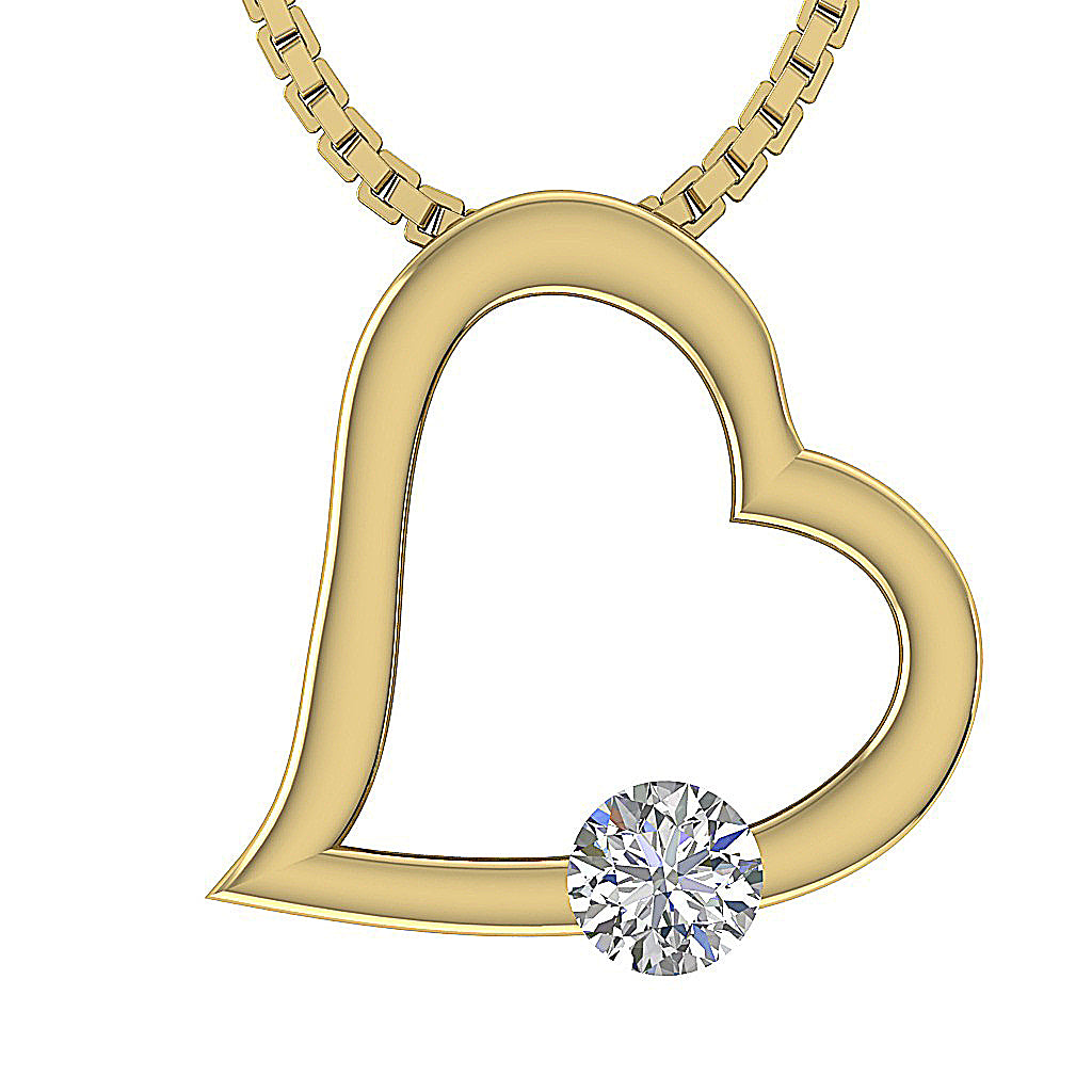 The Leonel Solitaire Diamond Unique Heart Pendant