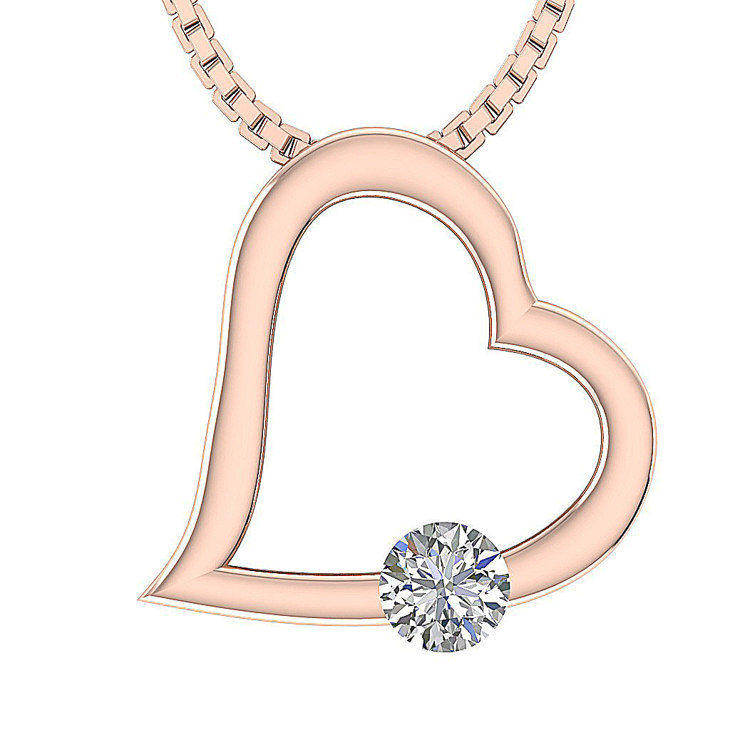 The Leonel Solitaire Diamond Unique Heart Pendant