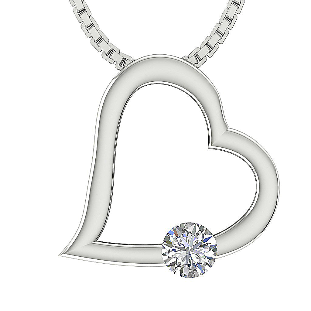 The Leonel Solitaire Diamond Unique Heart Pendant