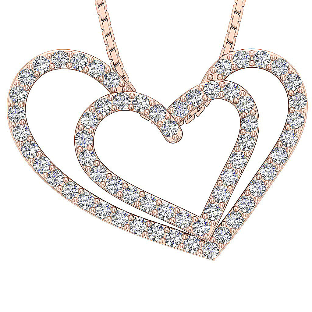 The Zyaire Dual Heart Diamond Pendant Necklace