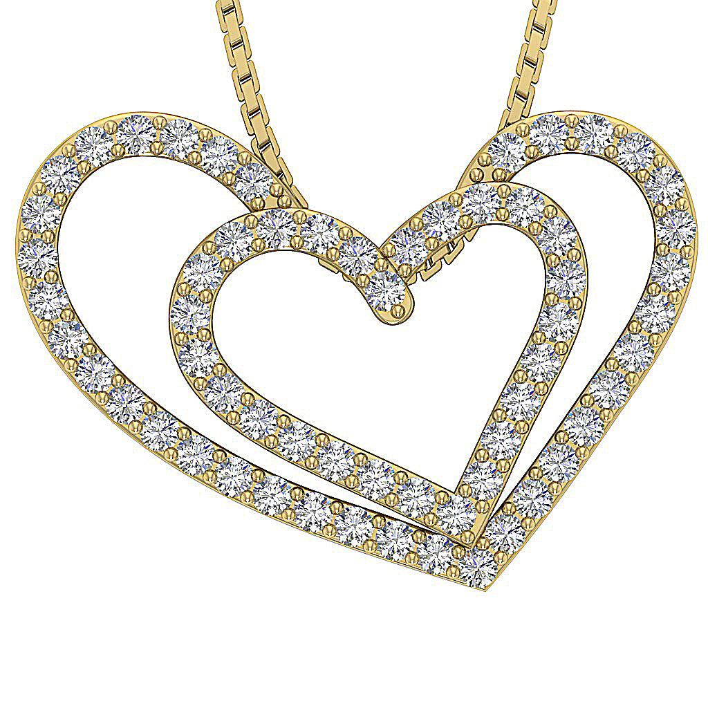 The Zyaire Dual Heart Diamond Pendant Necklace