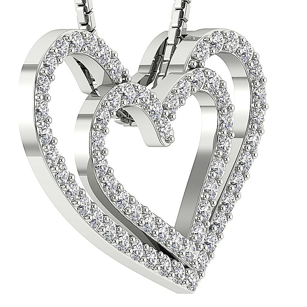 The Zyaire Dual Heart Diamond Pendant Necklace