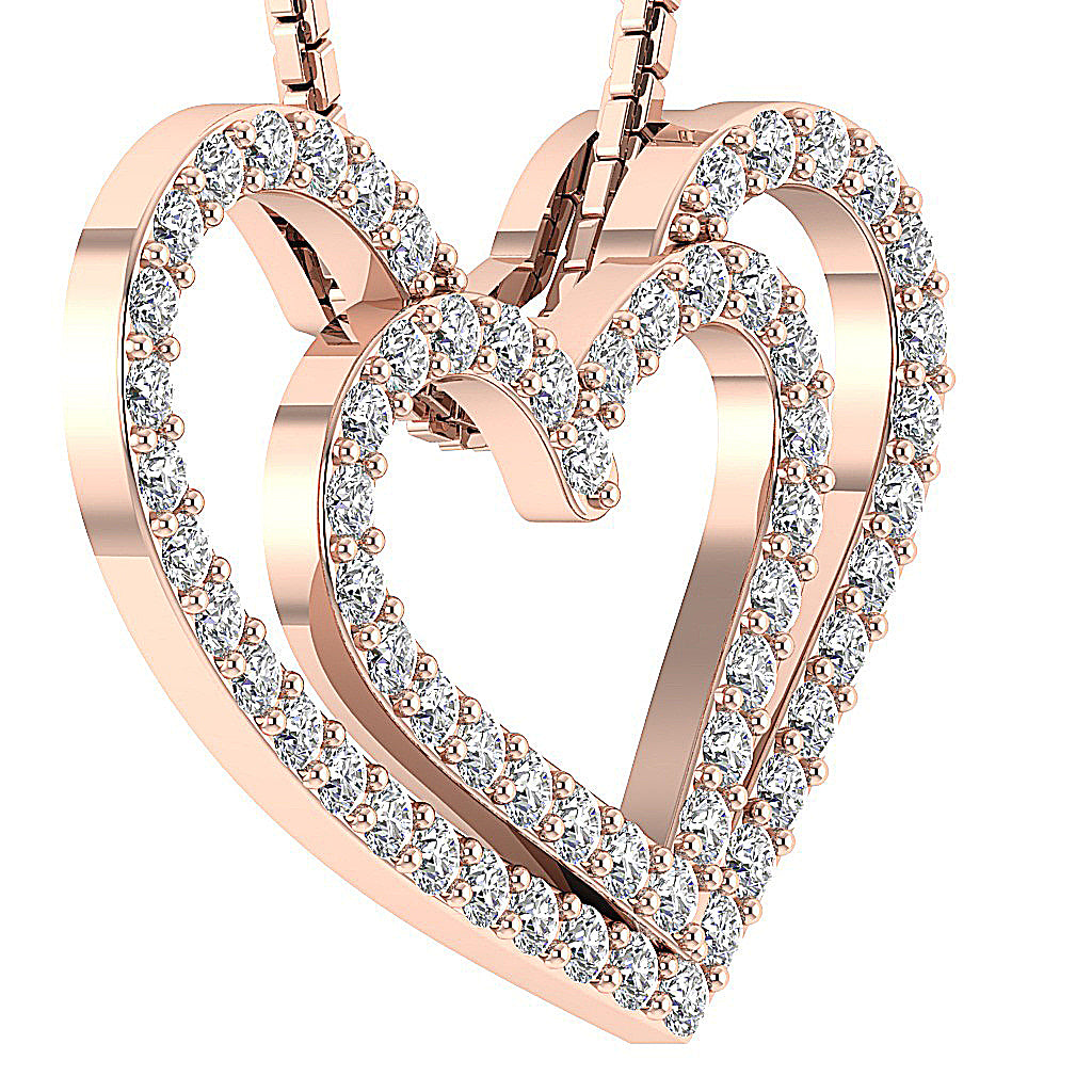 The Zyaire Dual Heart Diamond Pendant Necklace
