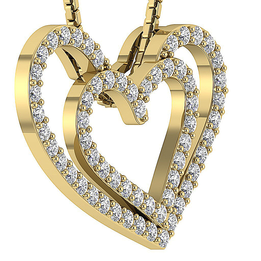 The Zyaire Dual Heart Diamond Pendant Necklace