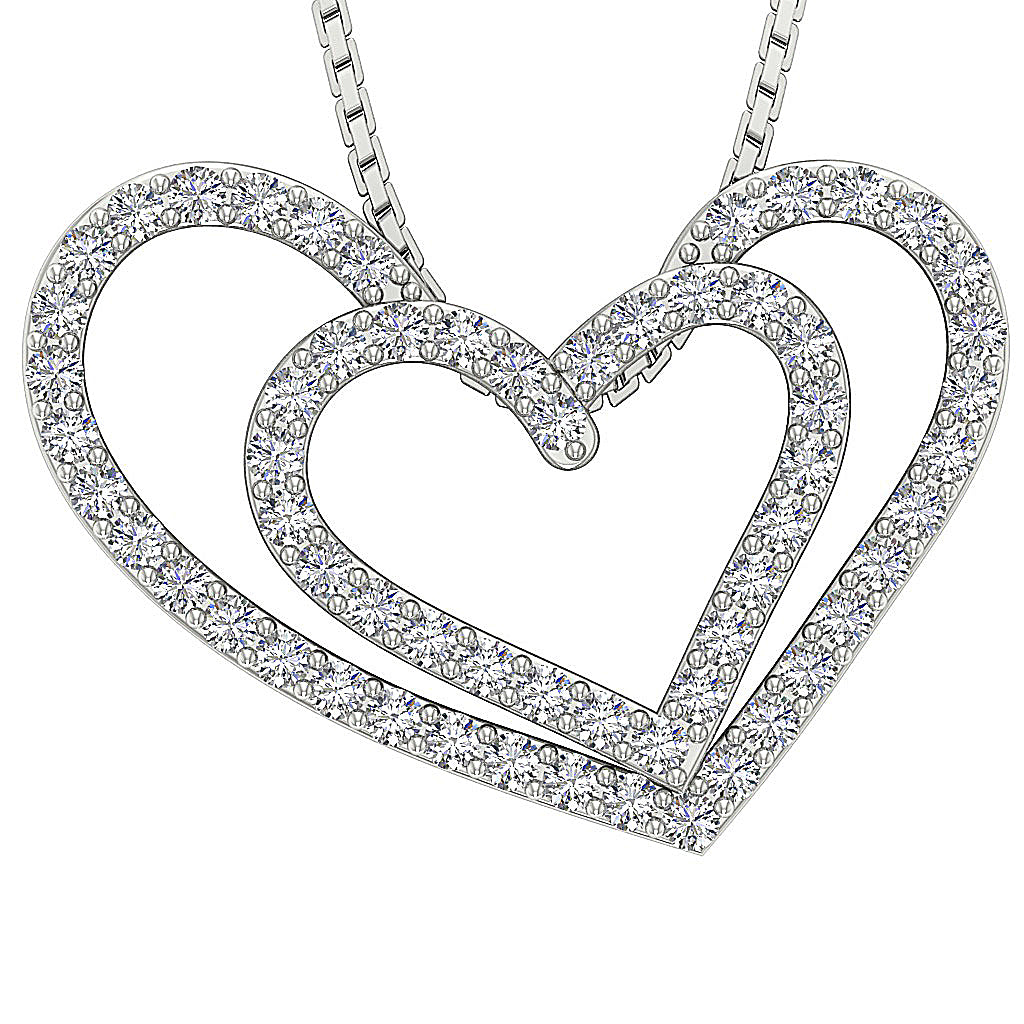 The Zyaire Dual Heart Diamond Pendant Necklace