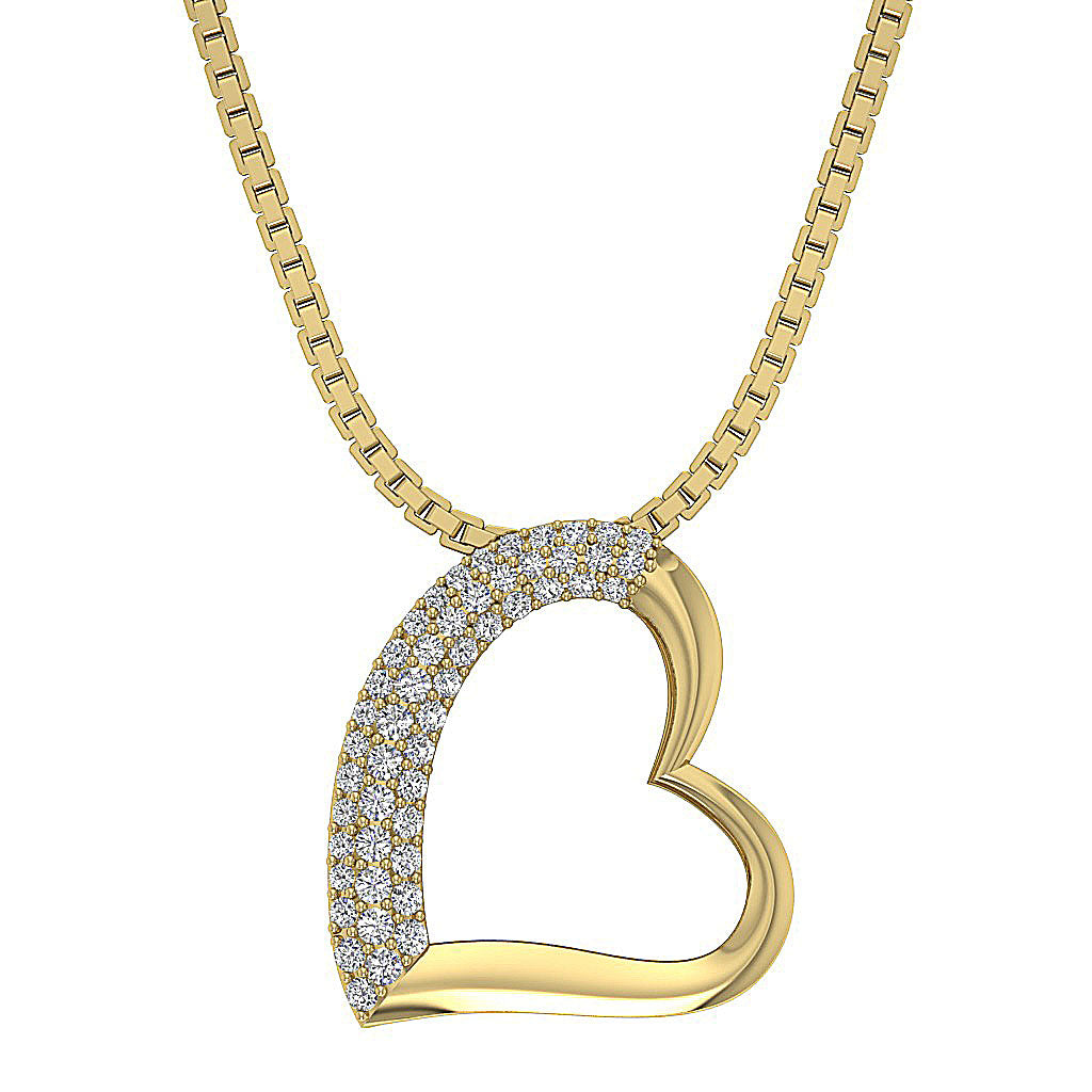 The Angelo Designer Heart Pendant Gold Genuine Diamond