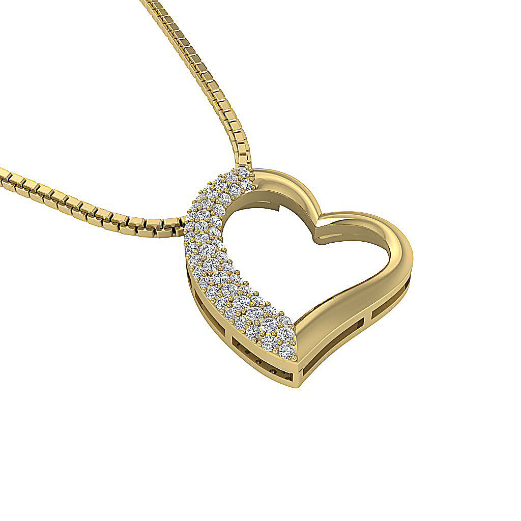 The Angelo Designer Heart Pendant Gold Genuine Diamond