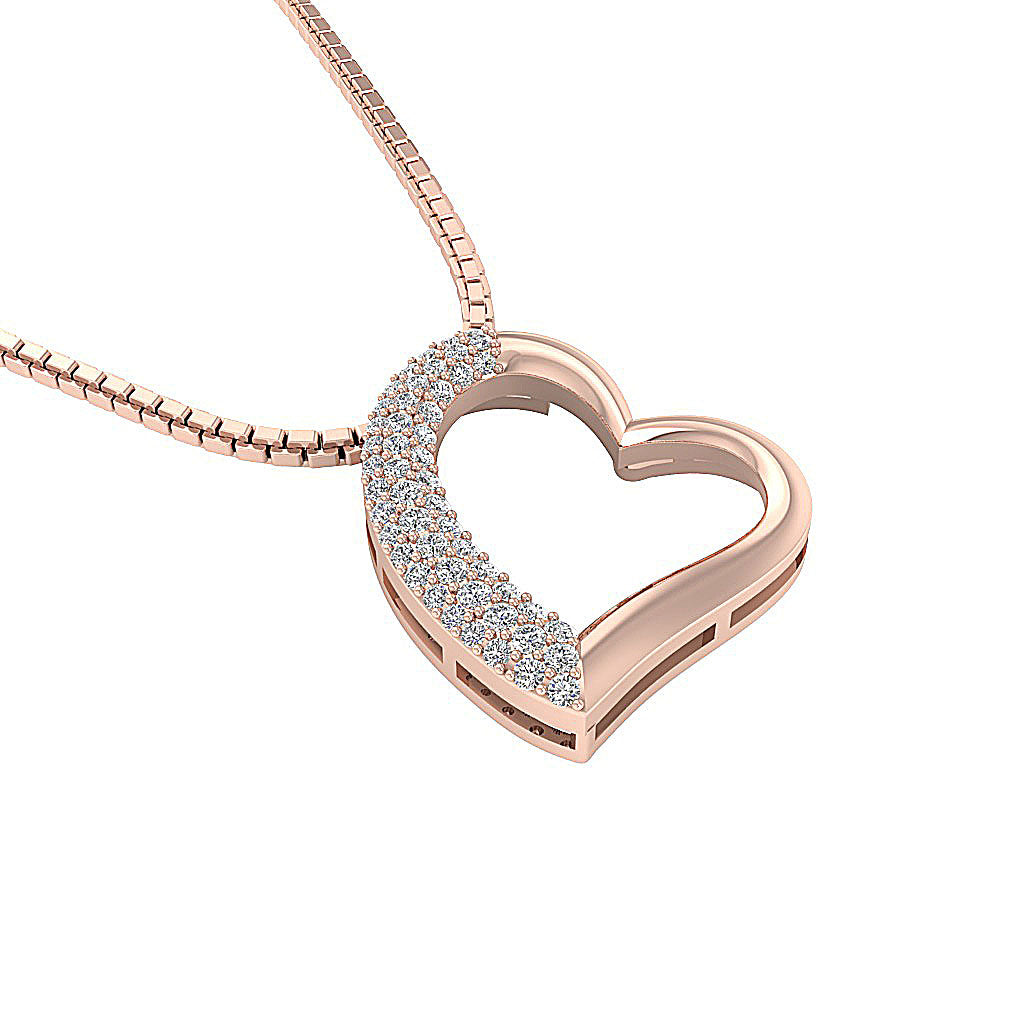 The Angelo Designer Heart Pendant Gold Genuine Diamond