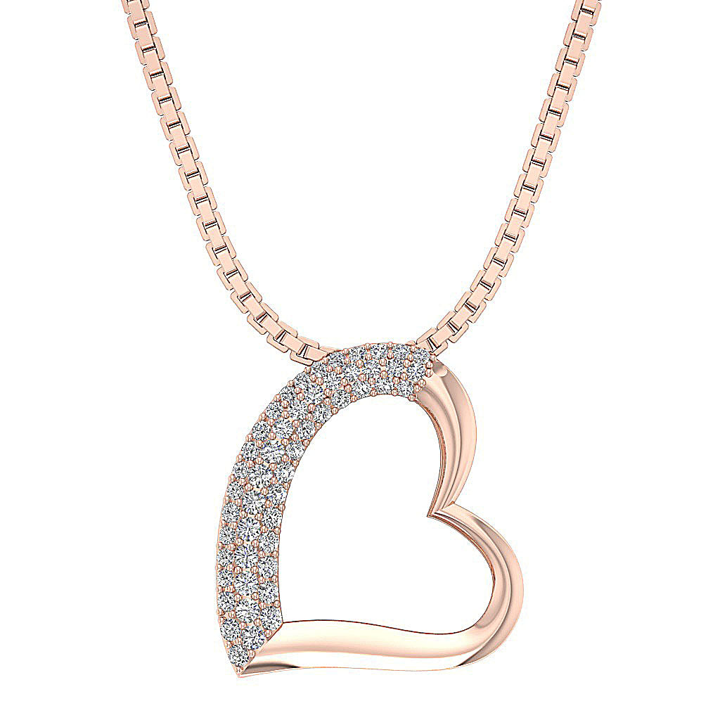 The Angelo Designer Heart Pendant Gold Genuine Diamond