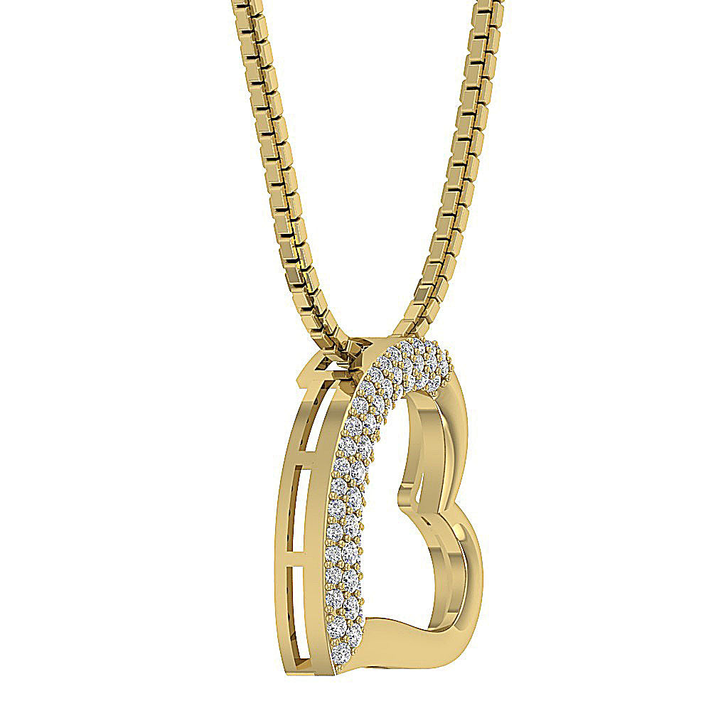 The Angelo Designer Heart Pendant Gold Genuine Diamond