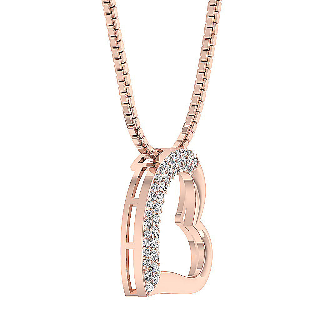 The Angelo Designer Heart Pendant Gold Genuine Diamond