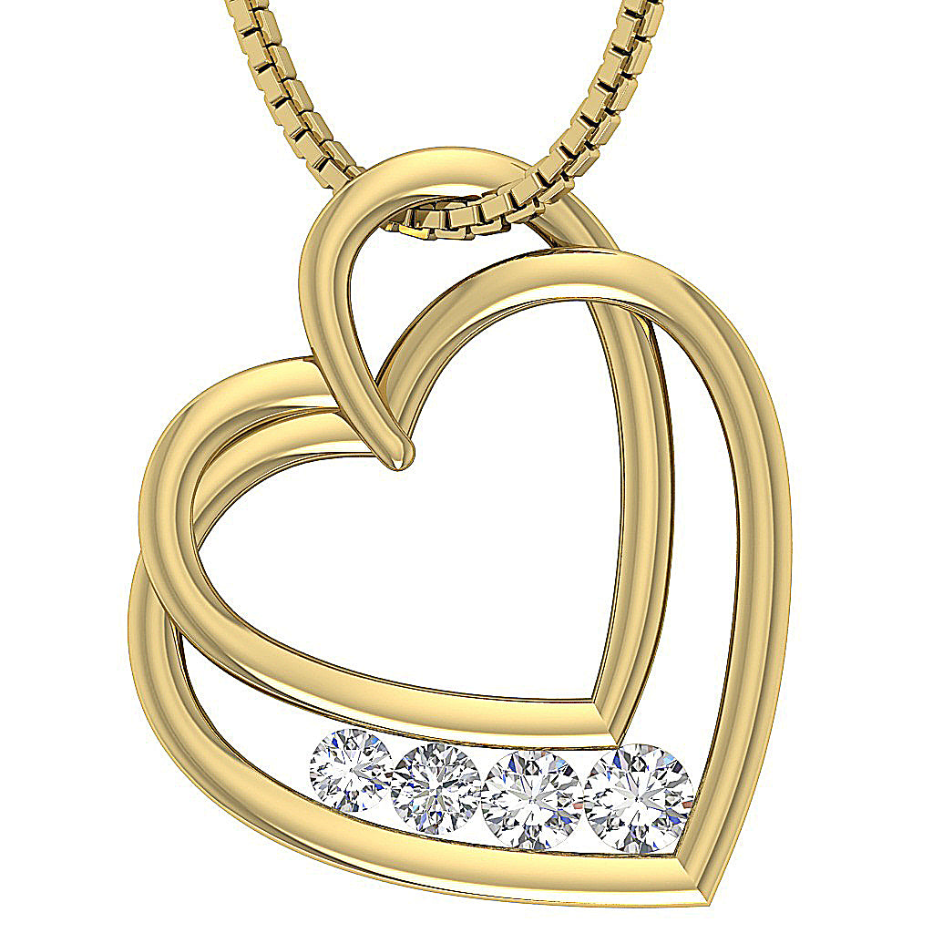 The Tatum Twisted Gold Diamond Heart Pendant Necklace