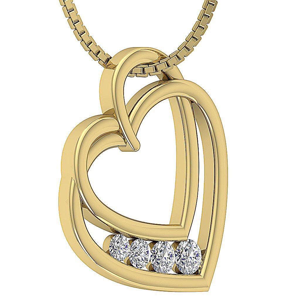The Tatum Twisted Gold Diamond Heart Pendant Necklace