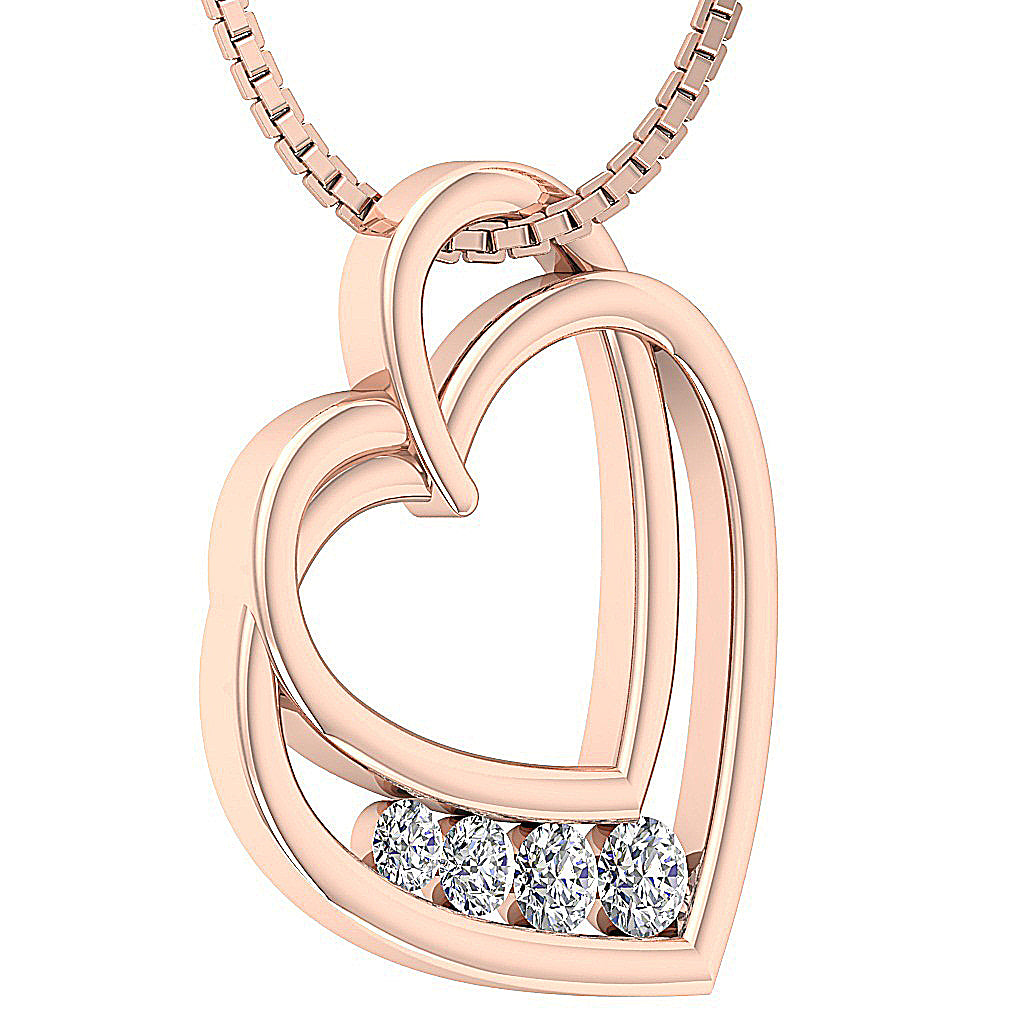 The Tatum Twisted Gold Diamond Heart Pendant Necklace