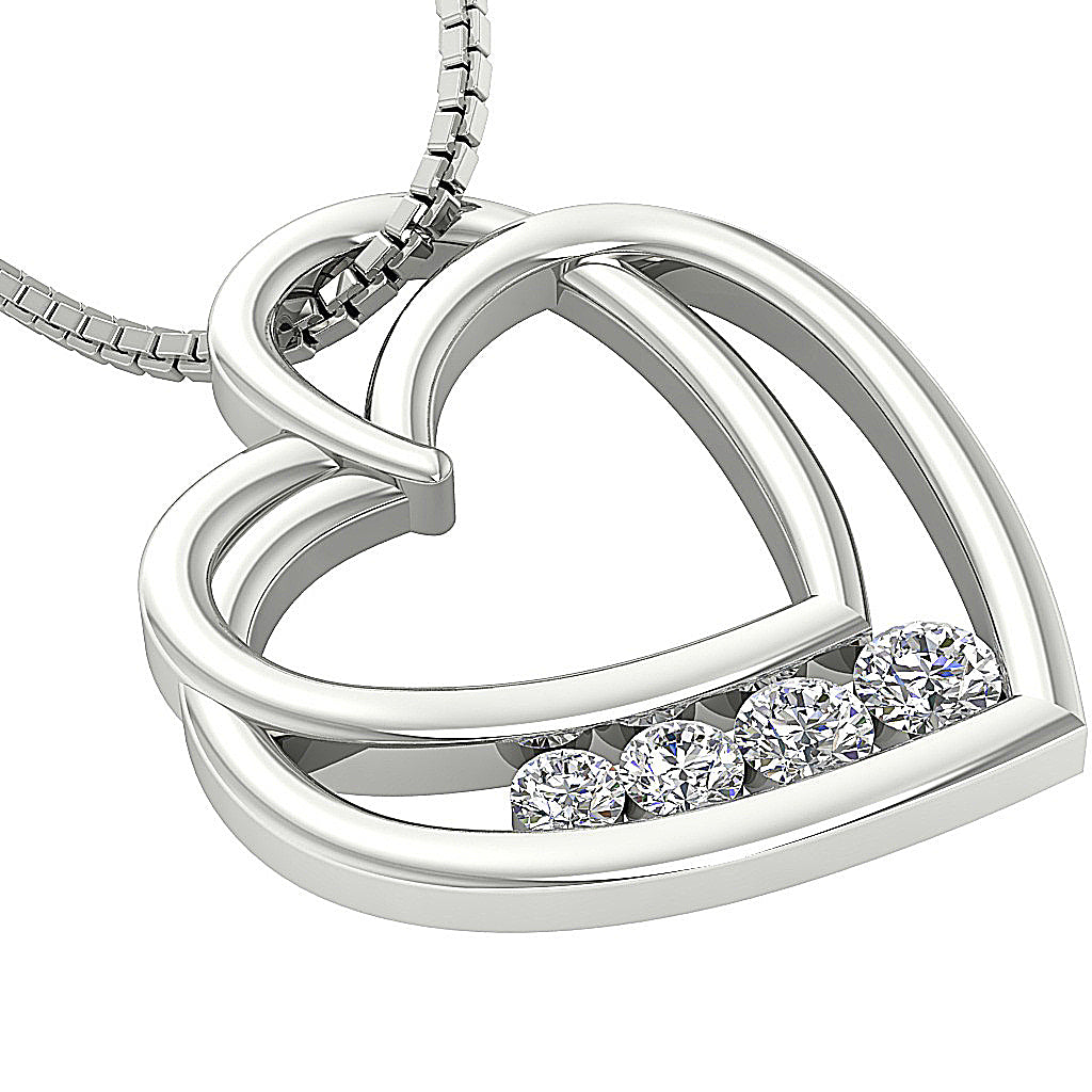 The Tatum Twisted Gold Diamond Heart Pendant Necklace