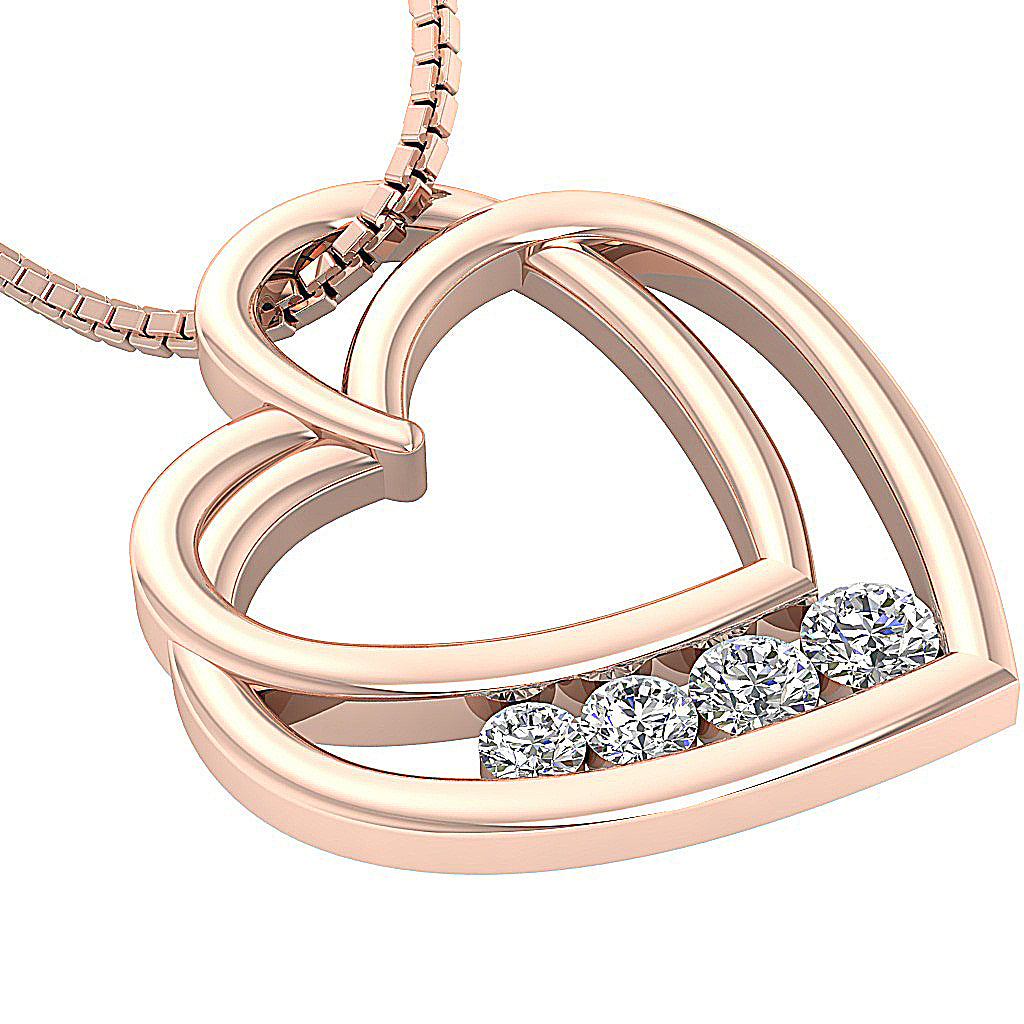 The Tatum Twisted Gold Diamond Heart Pendant Necklace