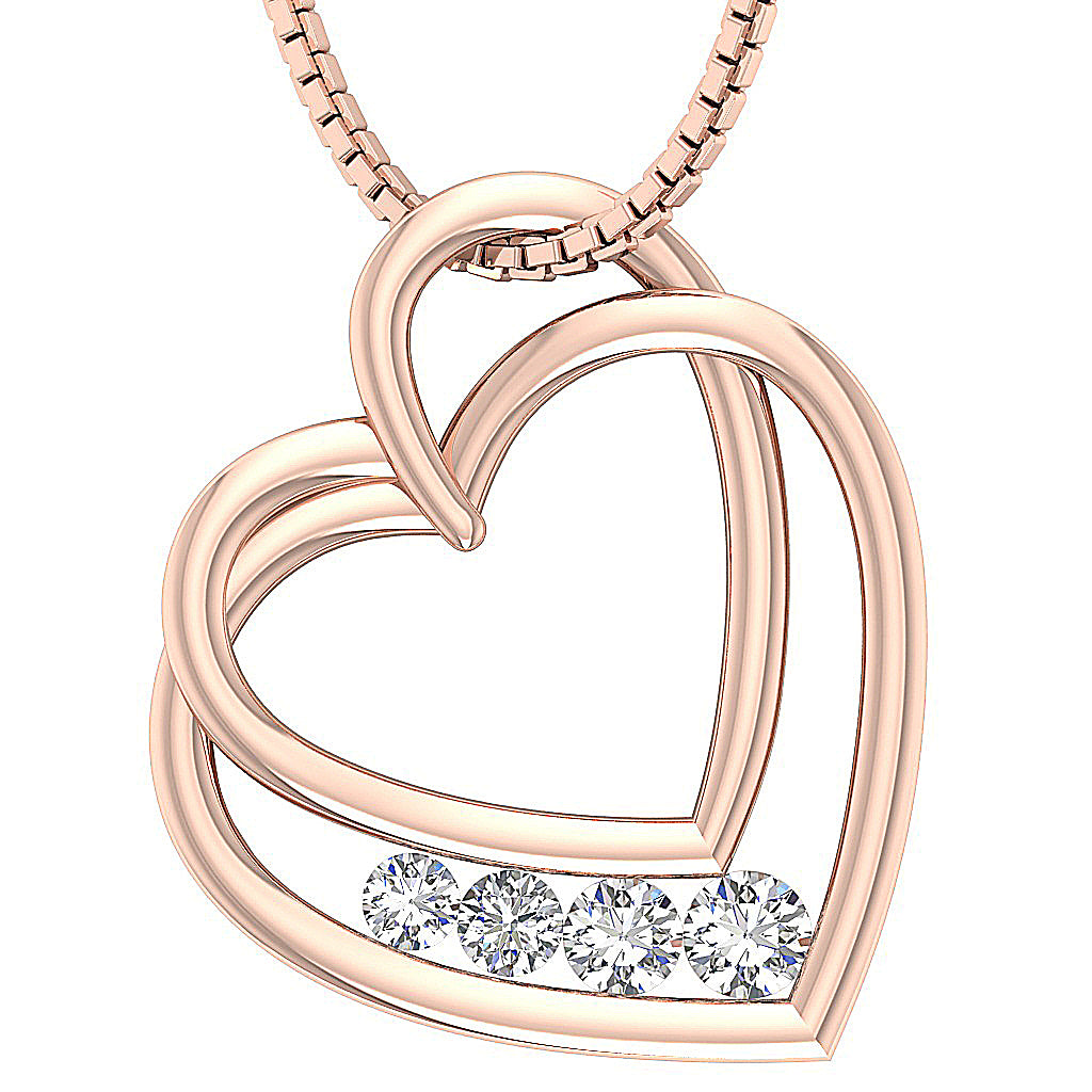 The Tatum Twisted Gold Diamond Heart Pendant Necklace