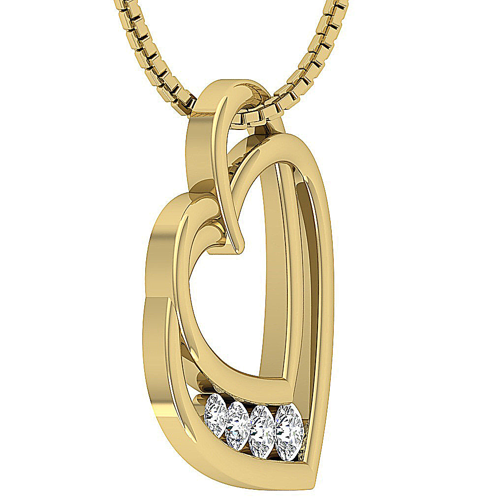 The Tatum Twisted Gold Diamond Heart Pendant Necklace