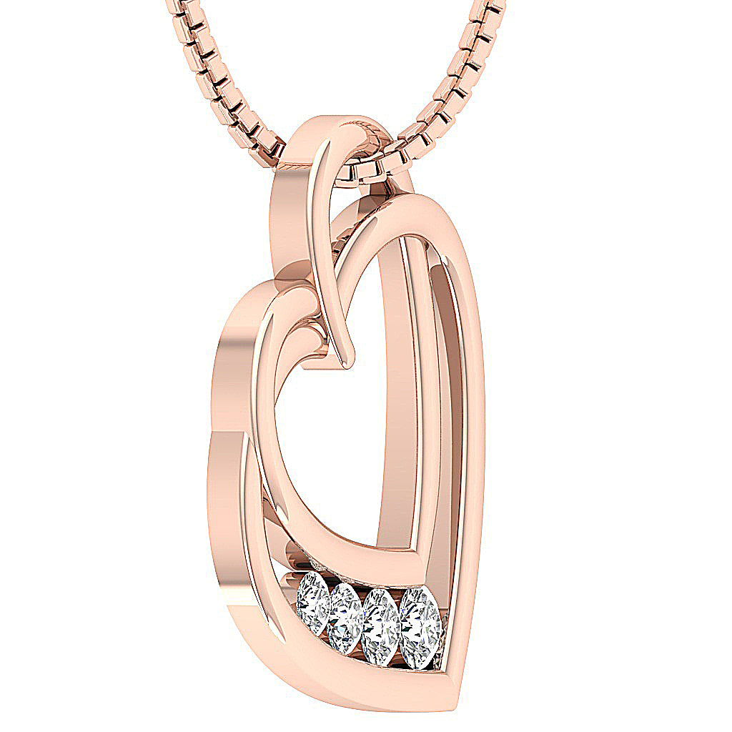 The Tatum Twisted Gold Diamond Heart Pendant Necklace